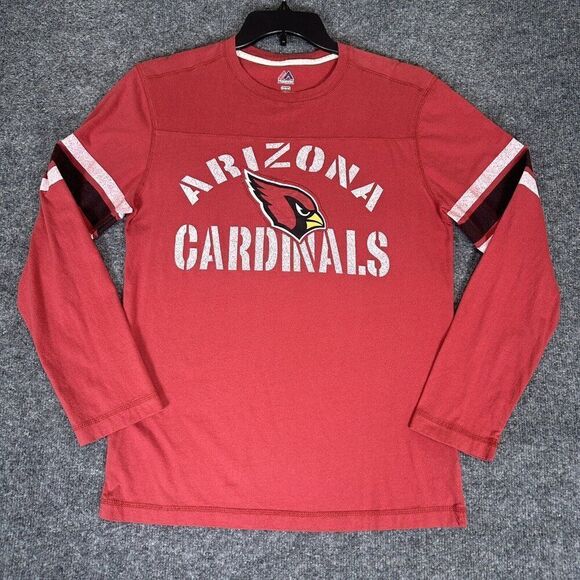 Arizona Cardinals Shirt Mens Medium Red NFL Football Long Sleeve Majestic Adult - Picture 1 of 7